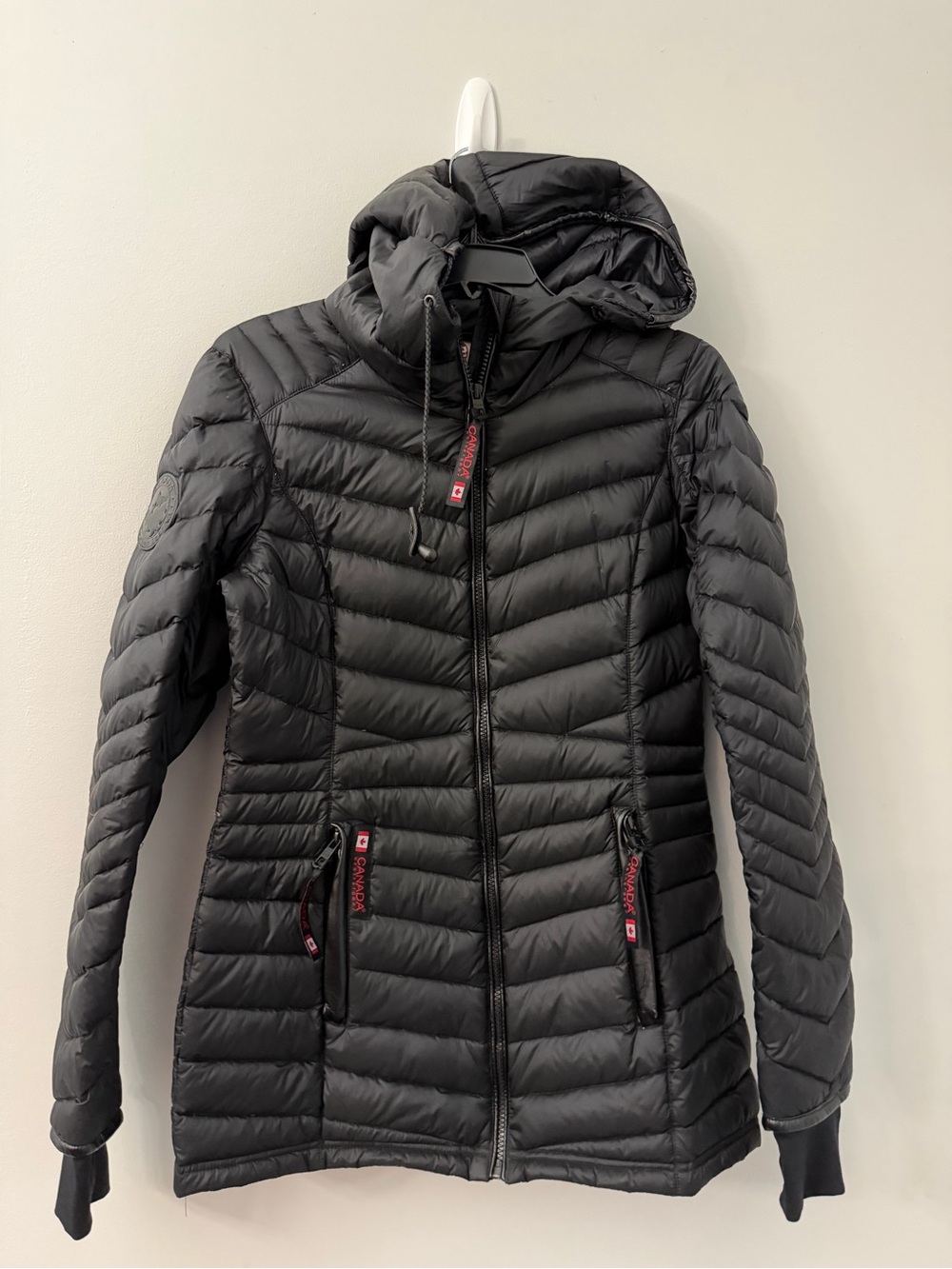 Canada Weather Gear Women’s Black Hooded Down Puffer Jacket Small Full Zip